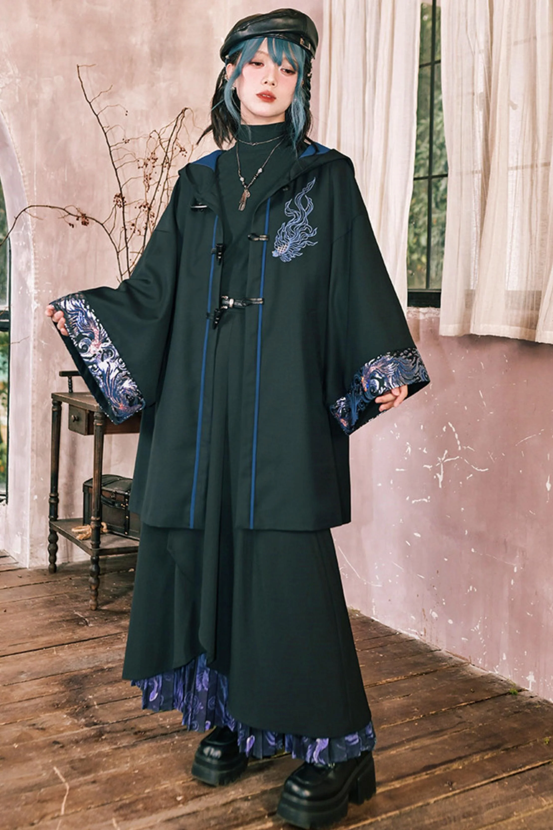 Edgy Hood Cape Coat - Image 6
