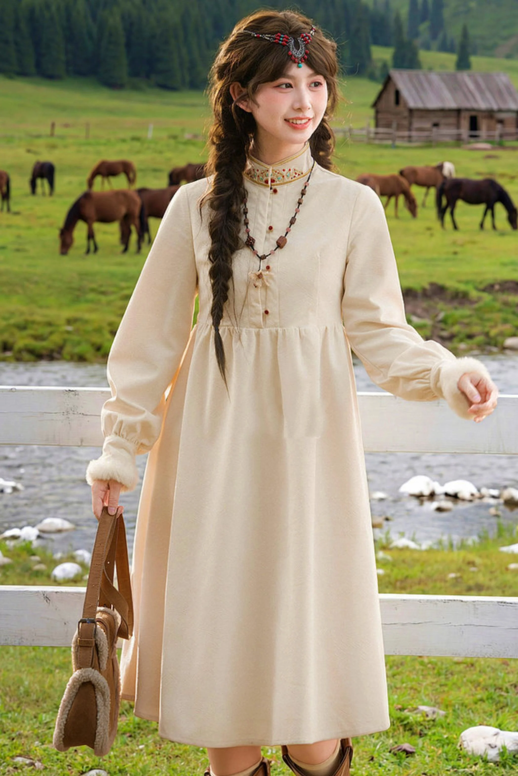 Embroidered Mori Long Dress - Image 3