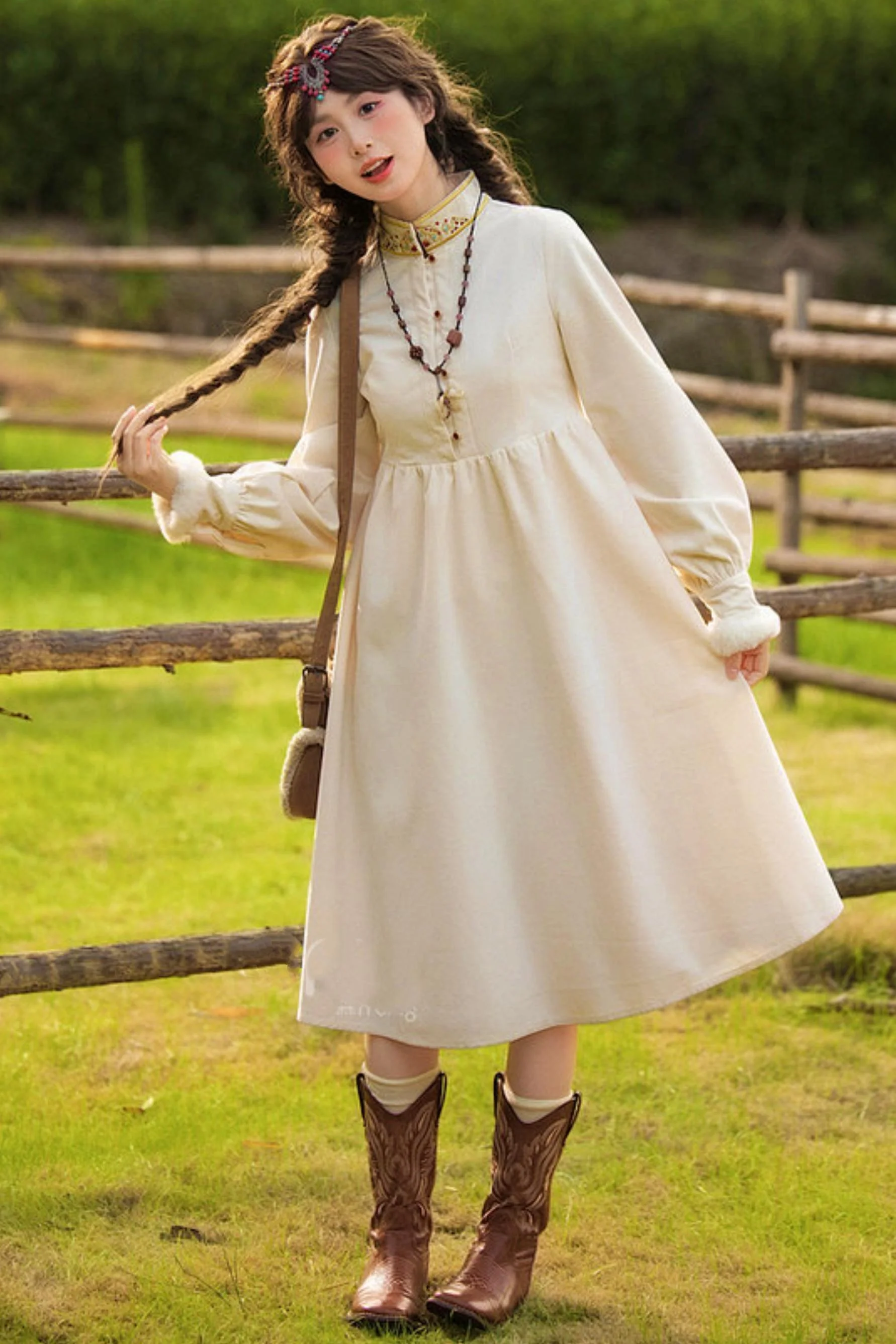 Embroidered Mori Long Dress - Image 4