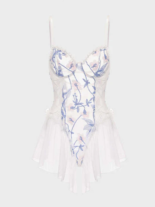 Embroidery Flowers Pajamas