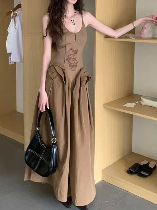 Embroidery Slim Waist Cut Dress - Image 3