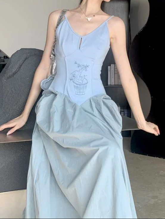 Embroidery Slim Waist Cut Dress - Image 7