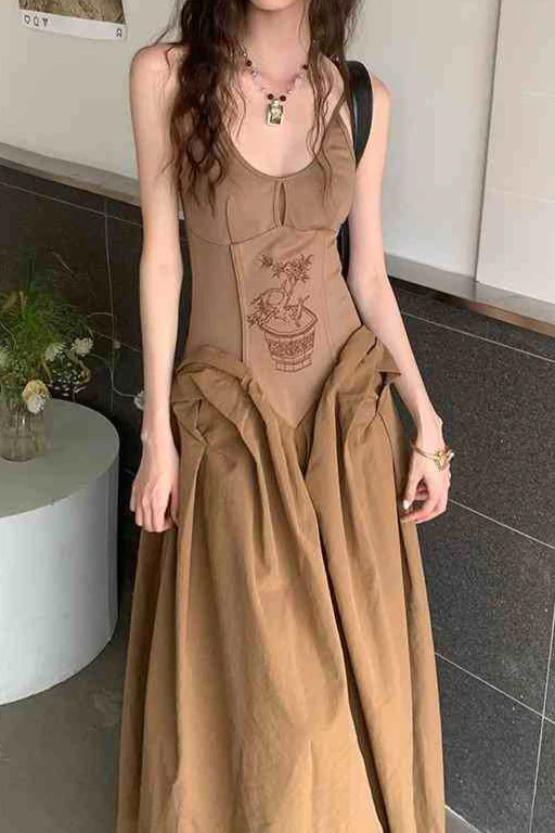 Embroidery Slim Waist Cut Dress - Image 9
