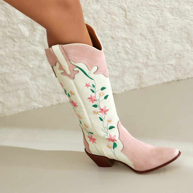 Ethnic Embroidered Flowers High Boots - Image 2