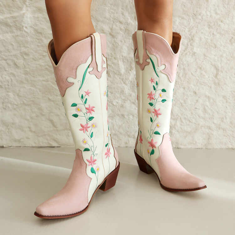 Ethnic Embroidered Flowers High Boots - Image 4
