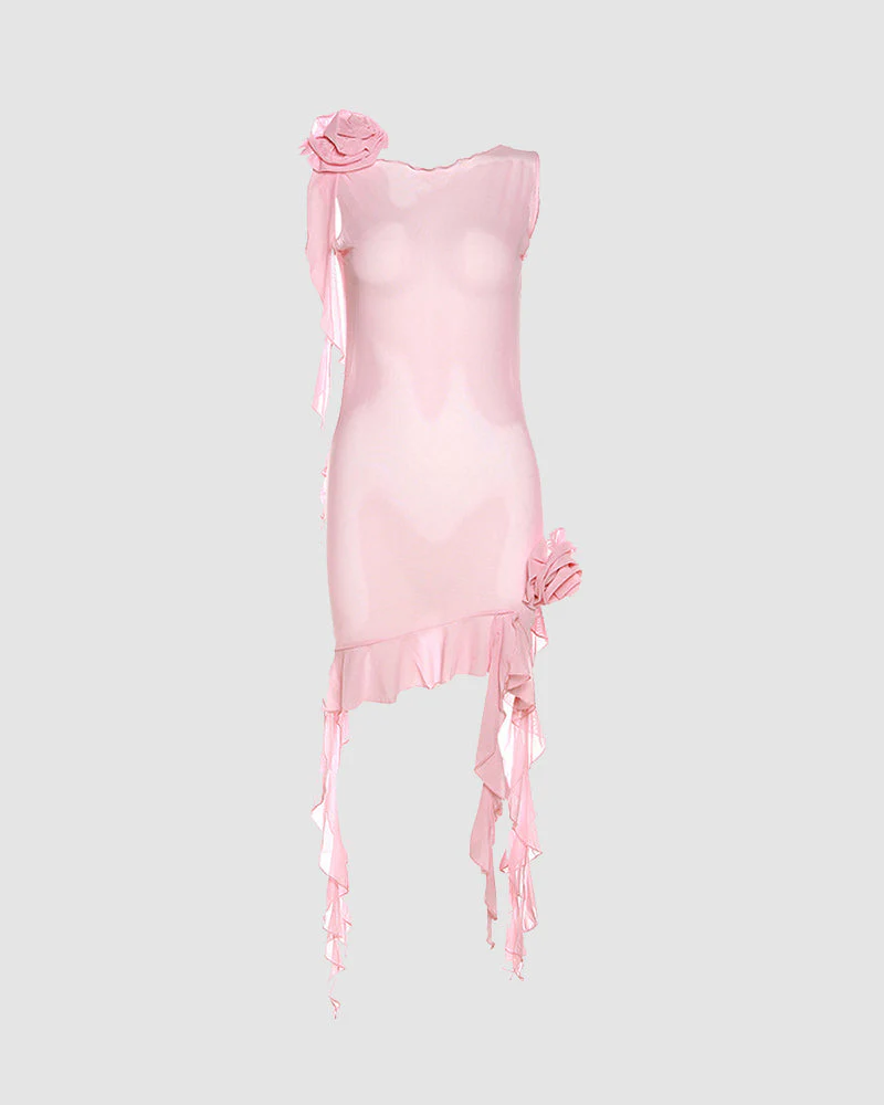 Ezara Floral Mesh Mini Coquette Dress - Image 10