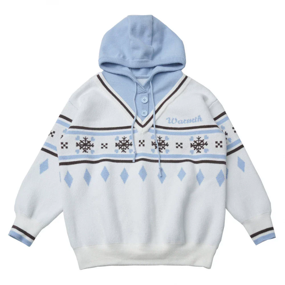 Fair Isle Floral Hooded Top + Skirt + Tie - Image 16