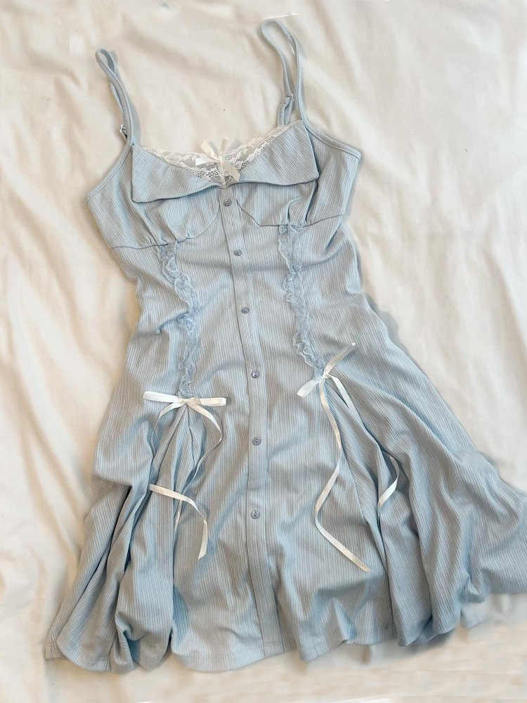 Fairy Blue Bow Straps Dress - Image 3
