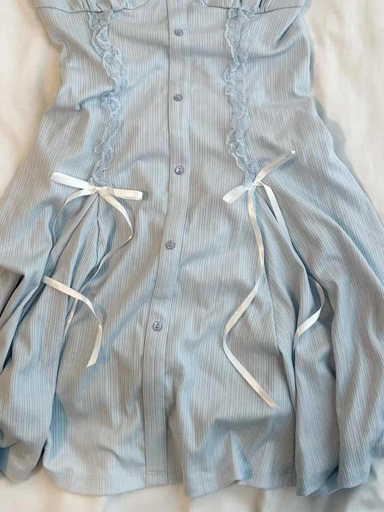 Fairy Blue Bow Straps Dress - Image 4
