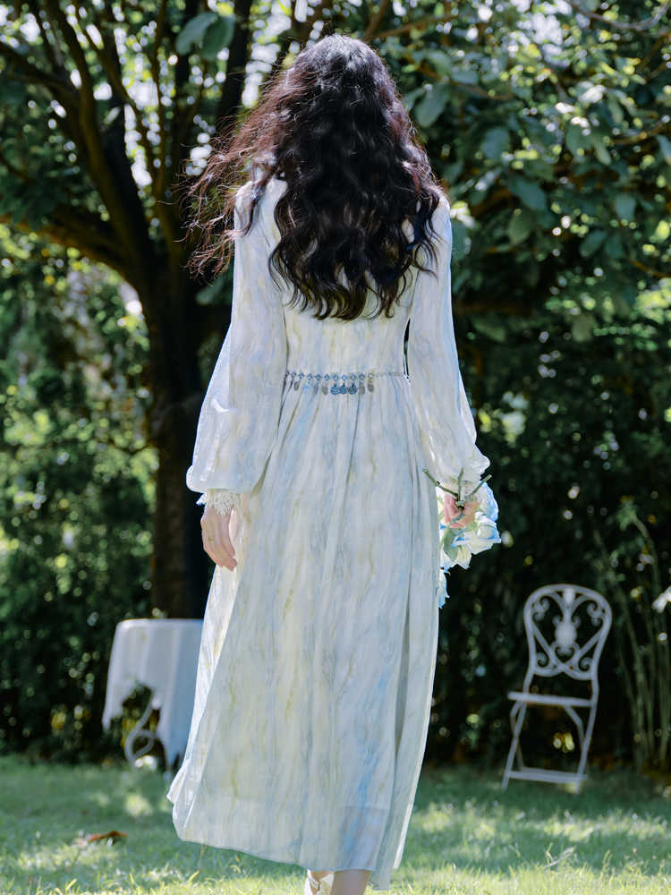 Fairy Blue Oil Painting Dress - Image 4