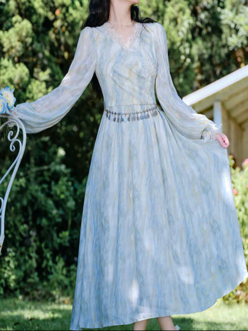 Fairy Blue Oil Painting Dress - Image 5