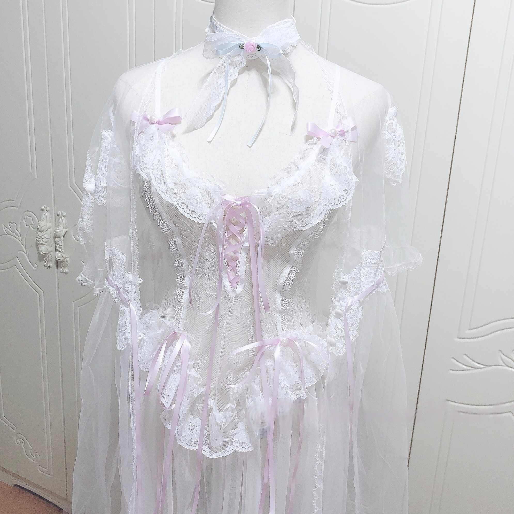 Fairy Coquette Mesh Lace Gown Dress - Image 8