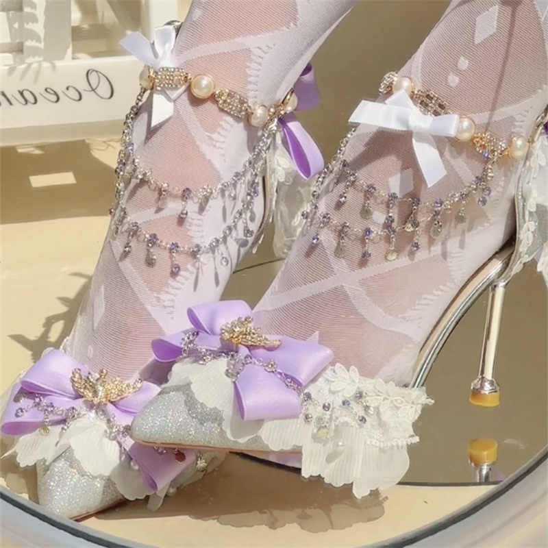 Fairy Crystal Chain Lolita High Heels - Image 4