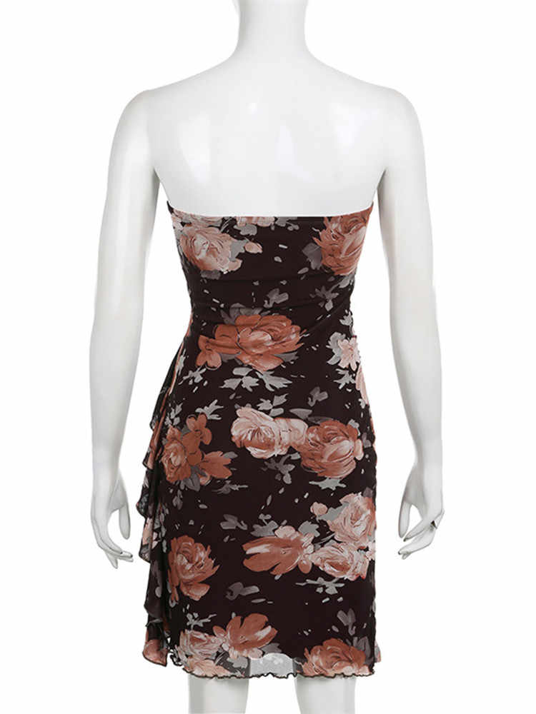 Fairy Grunge Brown Floral Mesh Dress - Image 5