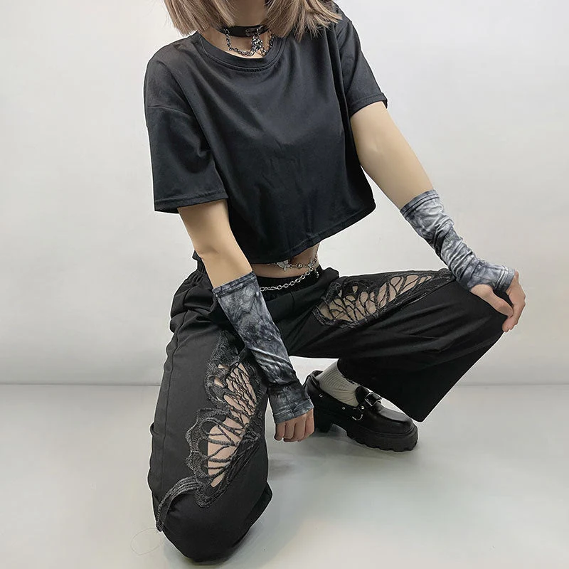 Fairy Grunge Butterfly Hollow Out Crop Top - Image 4