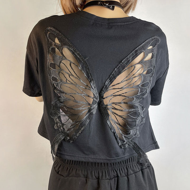 Fairy Grunge Butterfly Hollow Out Crop Top - Image 5