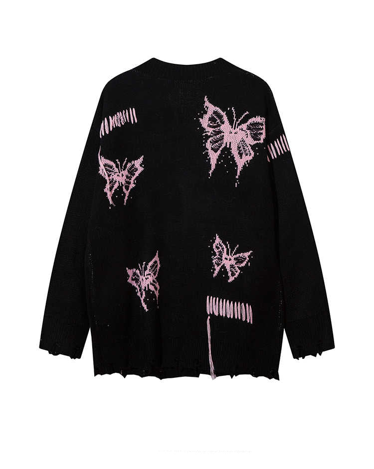 Fairy Grunge Butterfly Knitted Cardigan - Image 3
