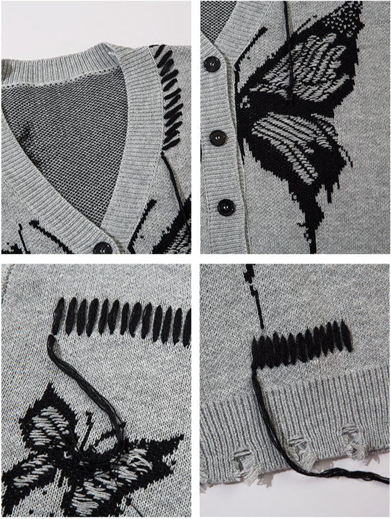 Fairy Grunge Butterfly Knitted Cardigan - Image 5