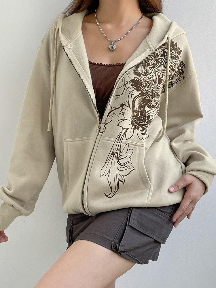 Fairy Grunge Floral Zip-Up Hoodie - Image 3