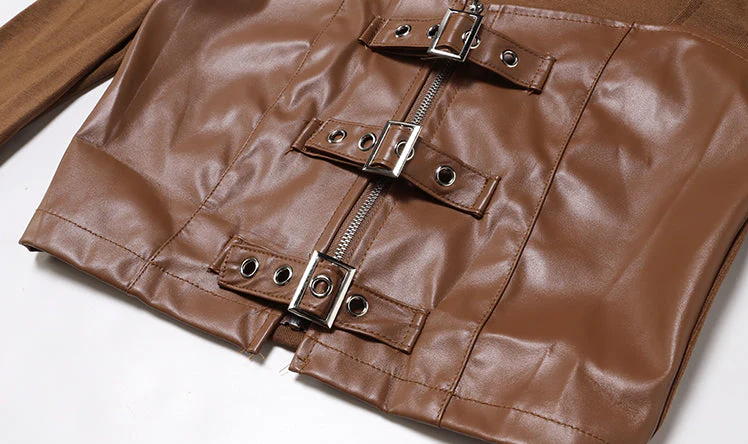Fairy Grunge Leather Long-sleeved Top - Image 5