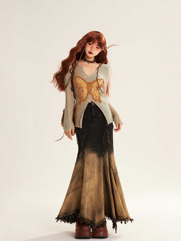Fairy Grunge Retro Butterfly Sweater - Image 2