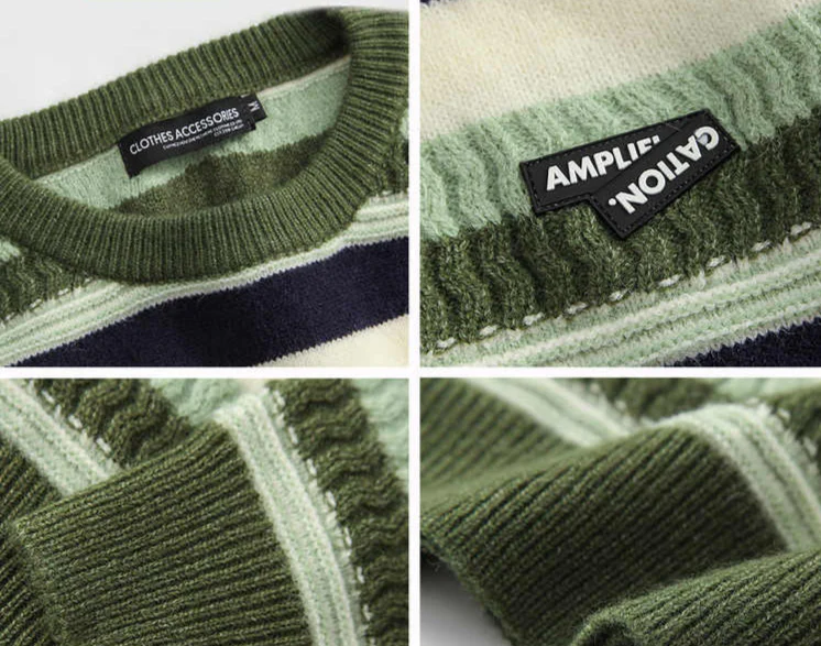 Fairy Grunge Retro Striped Sweater - Image 2
