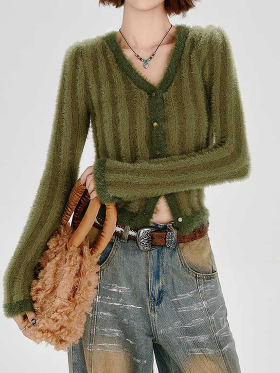 Fairy Grunge Striped Knitted Sweater - Image 2