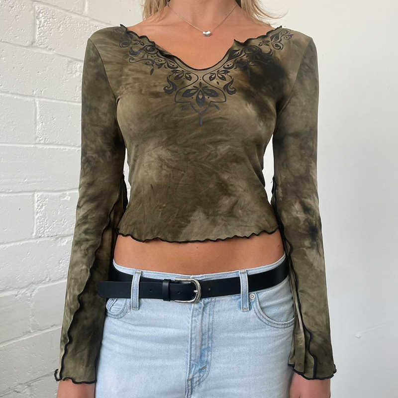 Fairy Grunge Tie-dye Printed Long-sleeved Top - Image 2