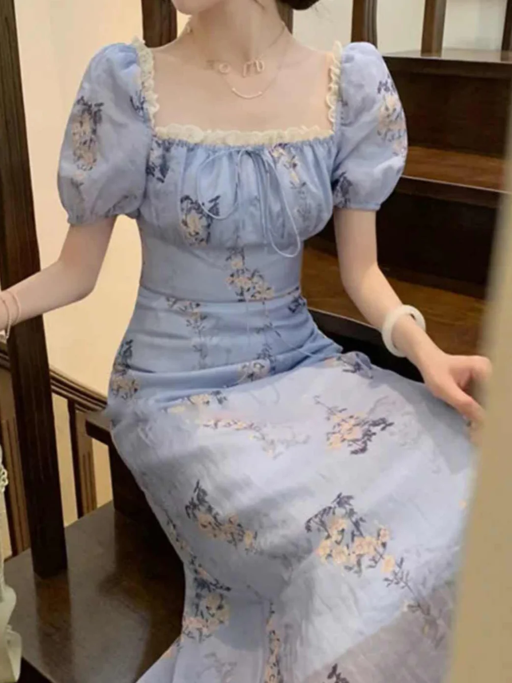 Fairy Palace Lace Splicing Floral Dress - Image 4