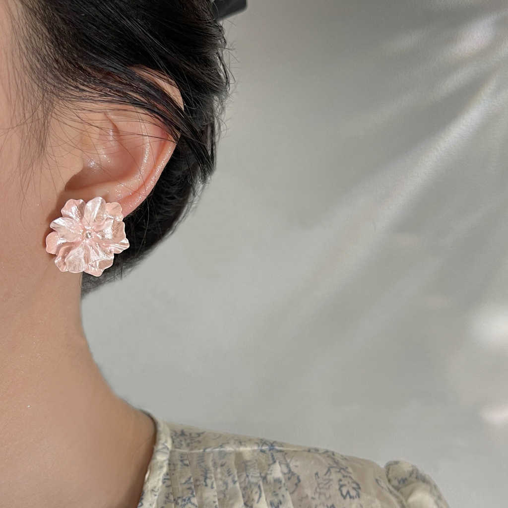 Fairy Pink Flower Earrings - Image 2
