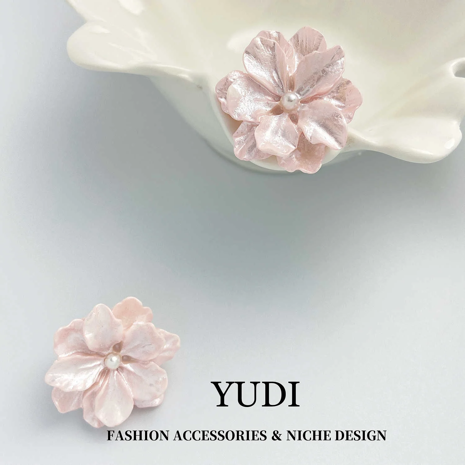 Fairy Pink Flower Earrings - Image 3