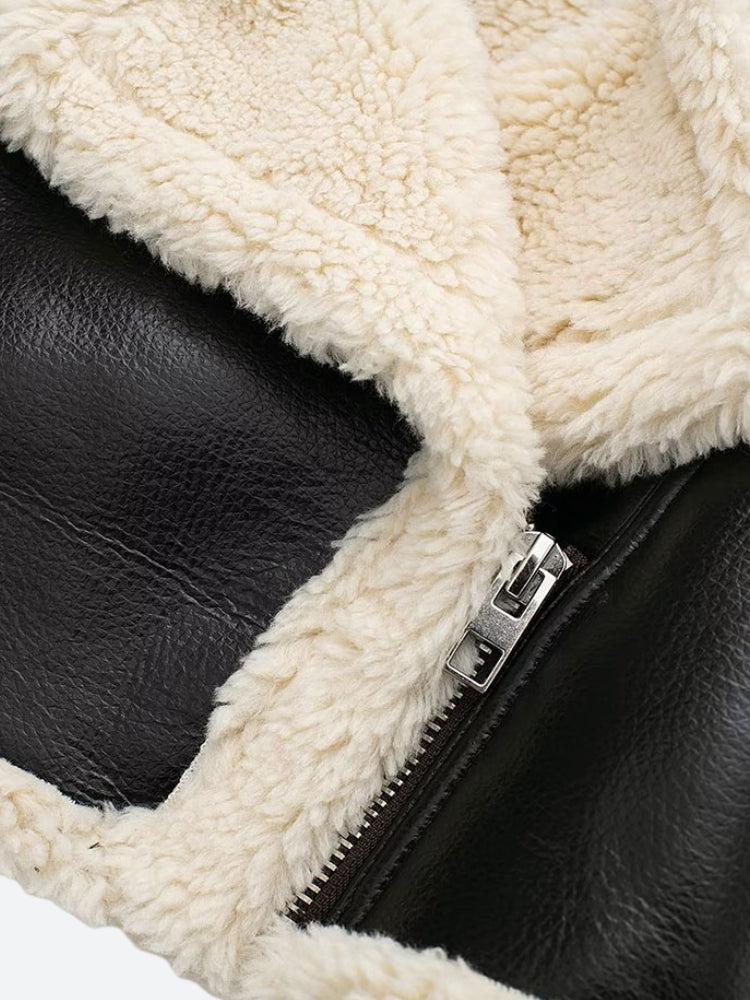 Faux Fur Lined Biker Jacket - Image 4