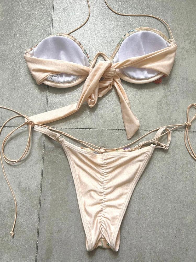 Floral Embroidered Bikini Set - Image 4