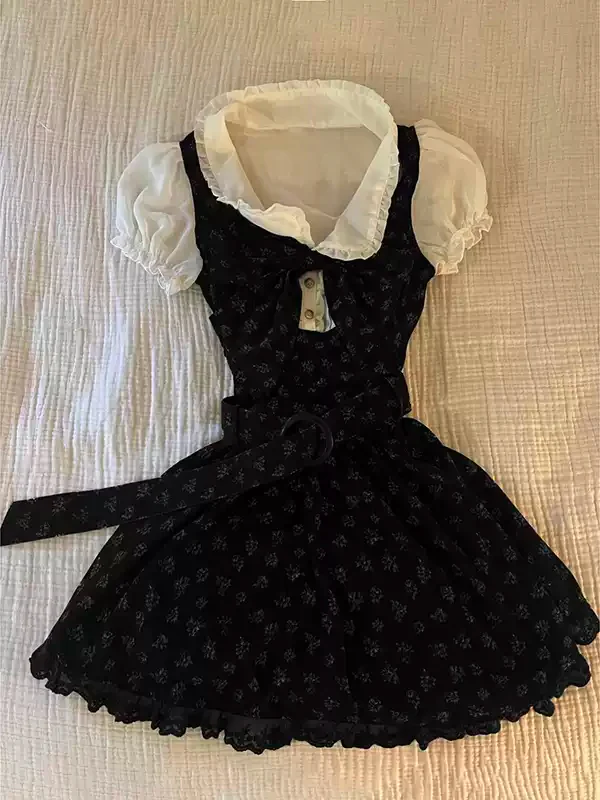 floral fake two-piece shirt dress - Image 5