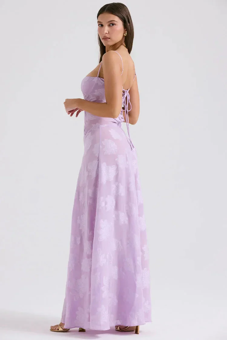 Floral Lace Up Maxi Dress - Image 4