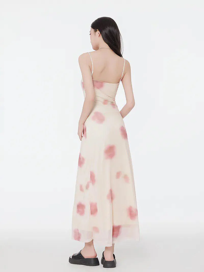 Floral Mesh Spaghetti Strap Maxi Dress - Image 3