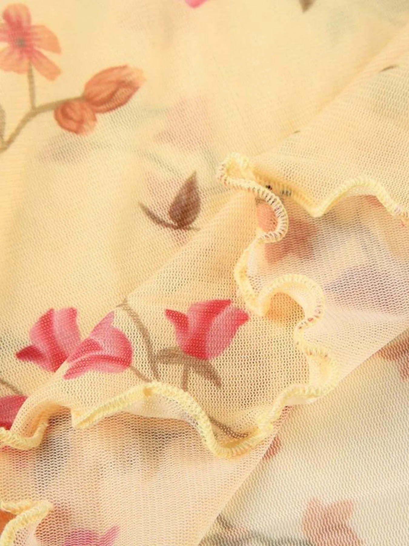 Floral Open Back Mesh Top - Image 4