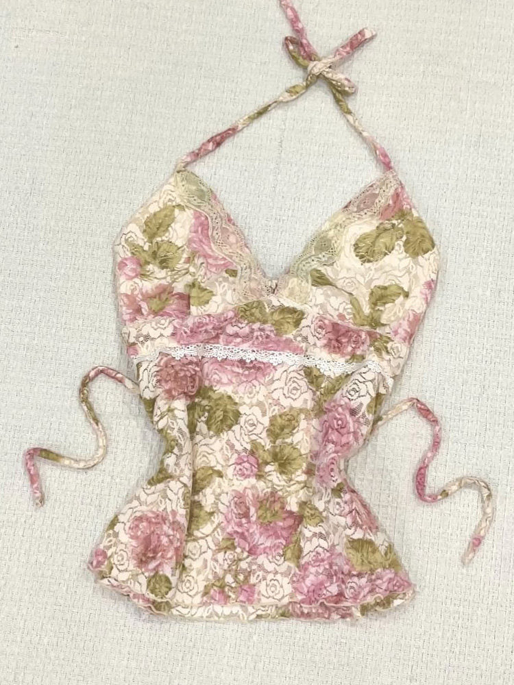 floral pink&green tank top - Image 2