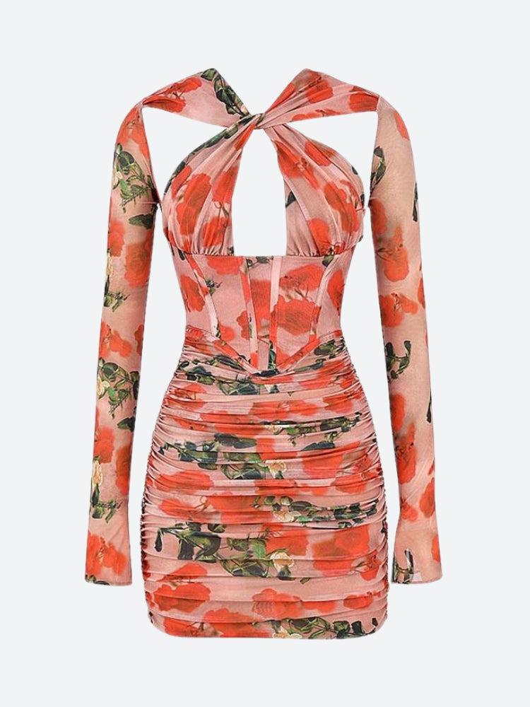 Floral Ruched Corset Mini Dress - Image 5