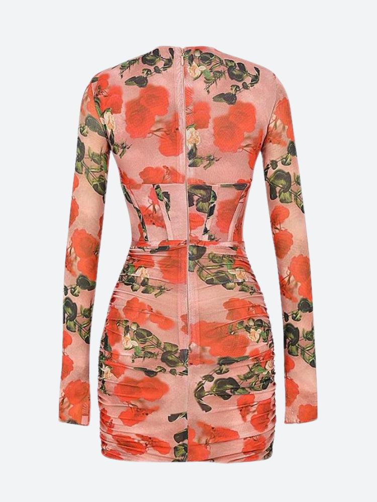 Floral Ruched Corset Mini Dress - Image 6