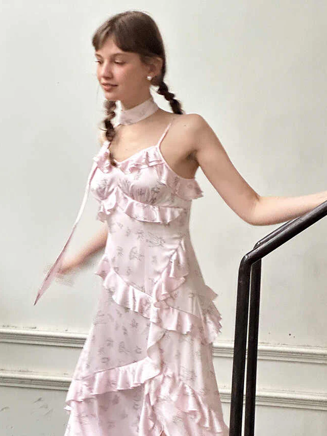 Floral Ruffled Suspender Dress - Image 4