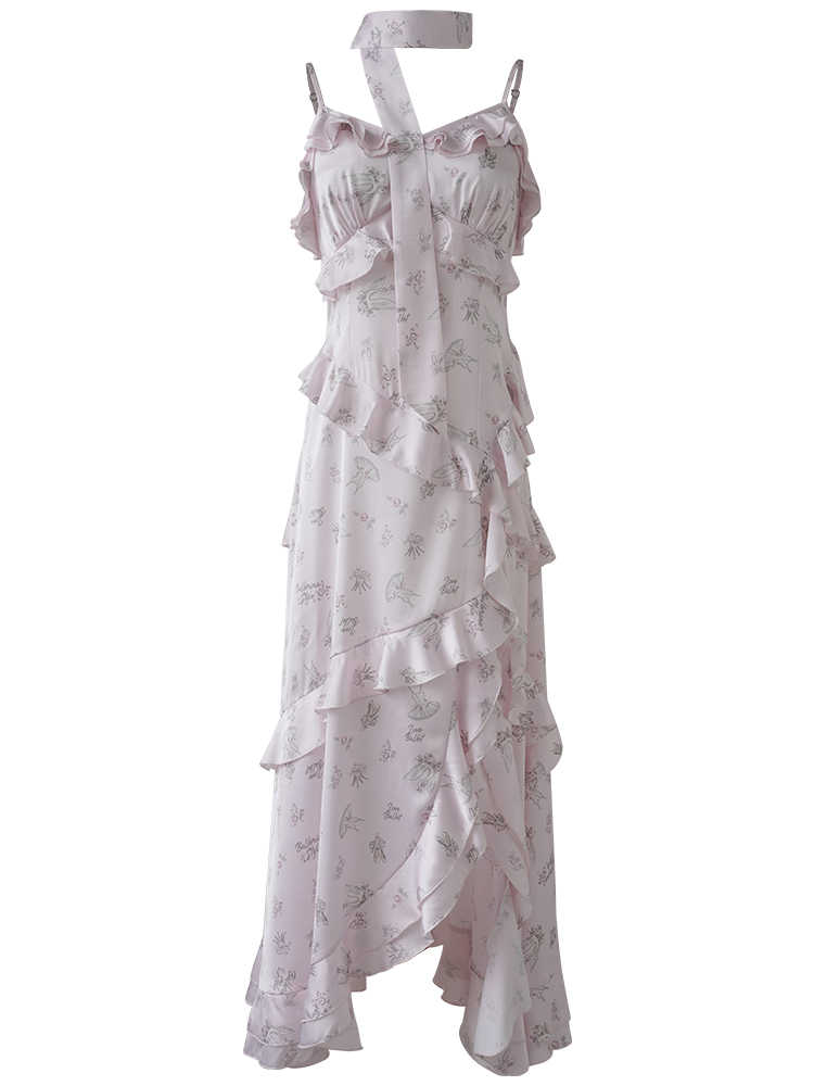 Floral Ruffled Suspender Dress - Image 8