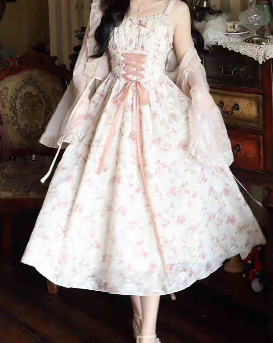 Floral Straps Corset Dress - Image 3
