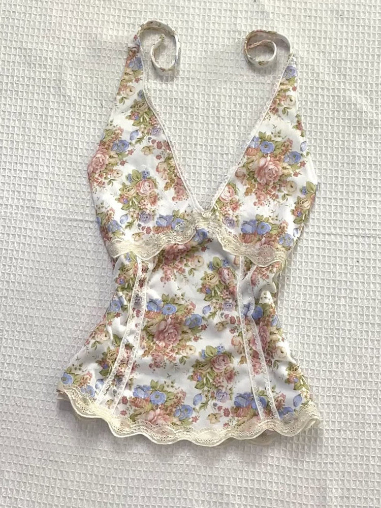 floral v-neck tank top - Image 4