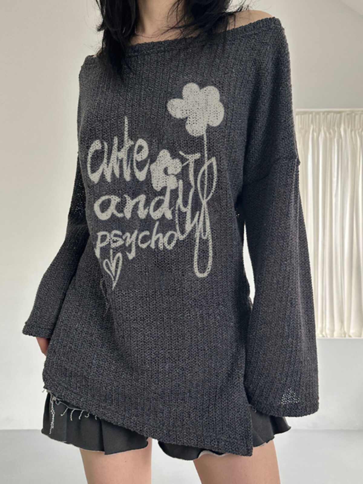 Flower Off-shoulder Long-sleeved Top - Image 5