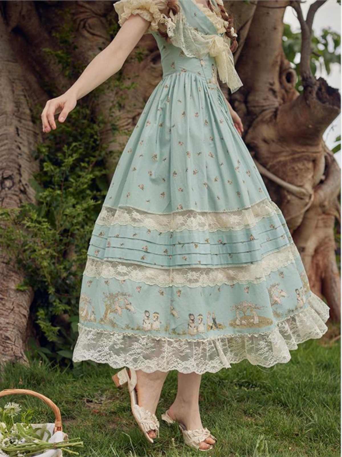 Forest Elf Pastoral Lace Fairy Dress - Image 7