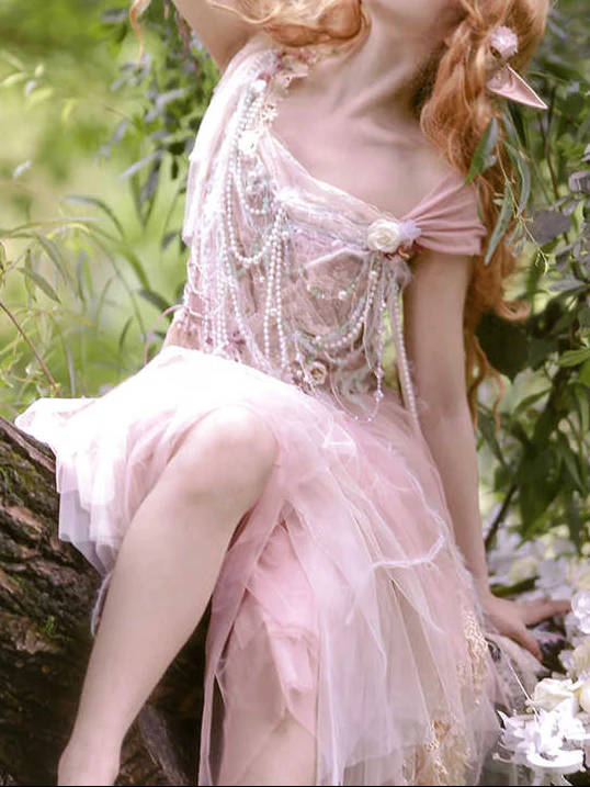 Forest Elf Pink Mesh Dress - Image 2