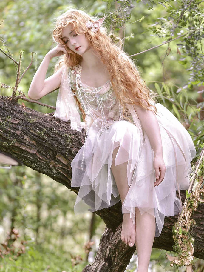 Forest Elf Pink Mesh Dress - Image 4
