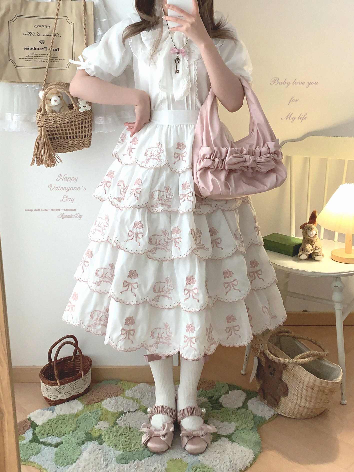 Forest Embroidered Lace Cotton Cake Skirt - Image 3