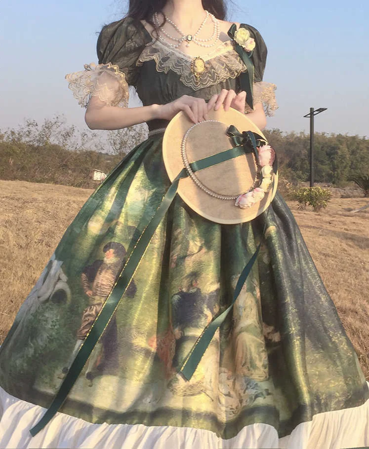 Forest Oil Painting Lolita Dress - Image 3